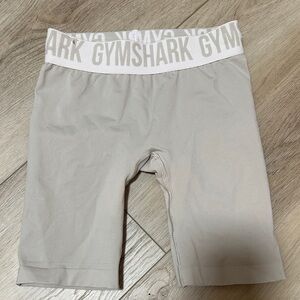 Gymshark Gray Biker Shorts with White Waistband